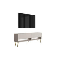 TV-LOWBOARD 140 cm Kaschmir, goldene schräge Beine, weiße LED, 140 × 32 × 52 cm - Beige, Holzwerkstoff (140/52/32cm) - 3XE LIVING