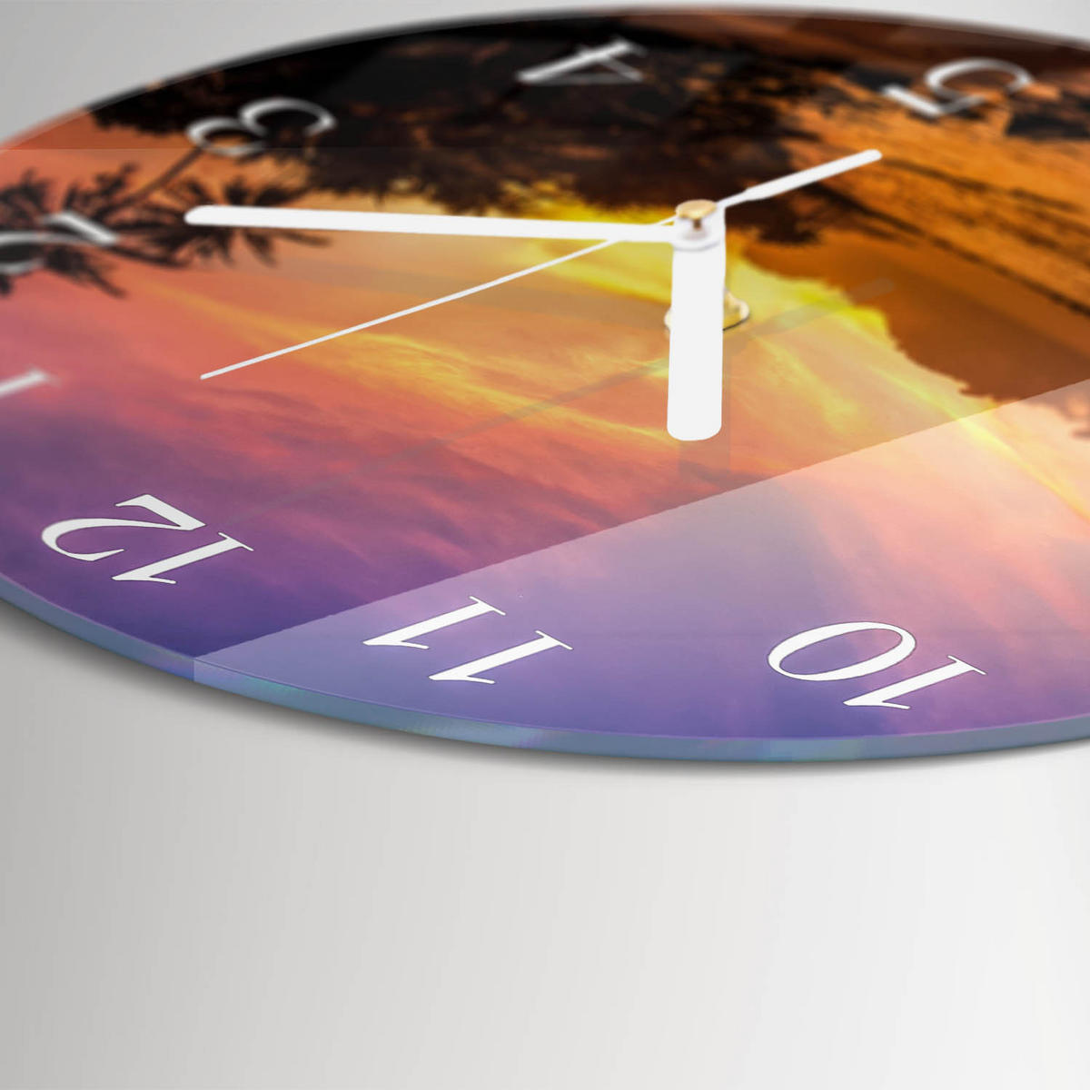 WANDUHR fi30 cm - Sonnenuntergang - Multicolor, Glas (30/30/0.4cm) - TULUP