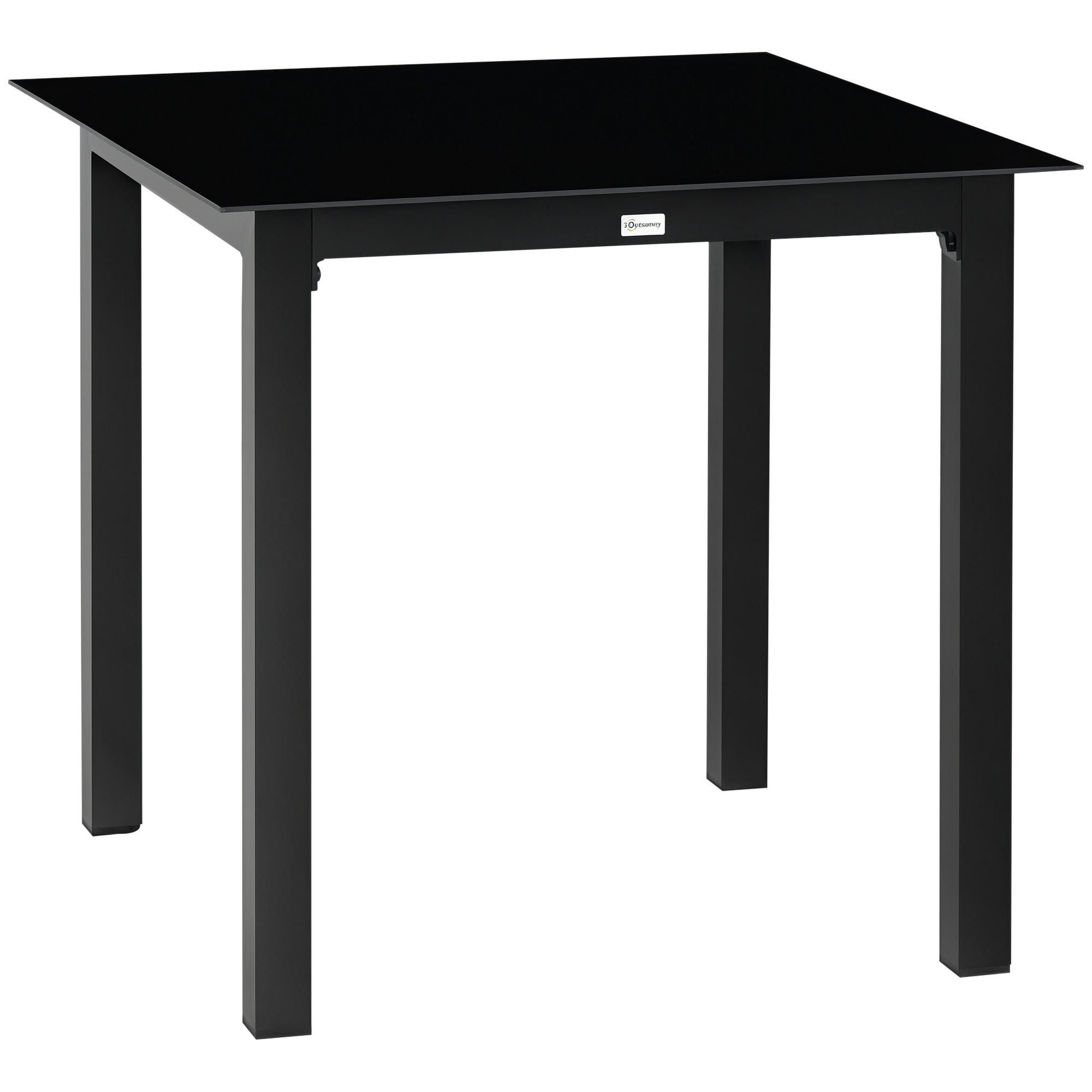 GARTENTISCH DE-07257 für 4 Personen mit Glasplatte Schwarz - Schwarz, Metall (80/80/74cm) - ComfortXL