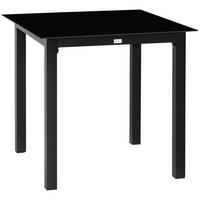 GARTENTISCH DE-07257 für 4 Personen mit Glasplatte Schwarz - Schwarz, Metall (80/80/74cm) - ComfortXL