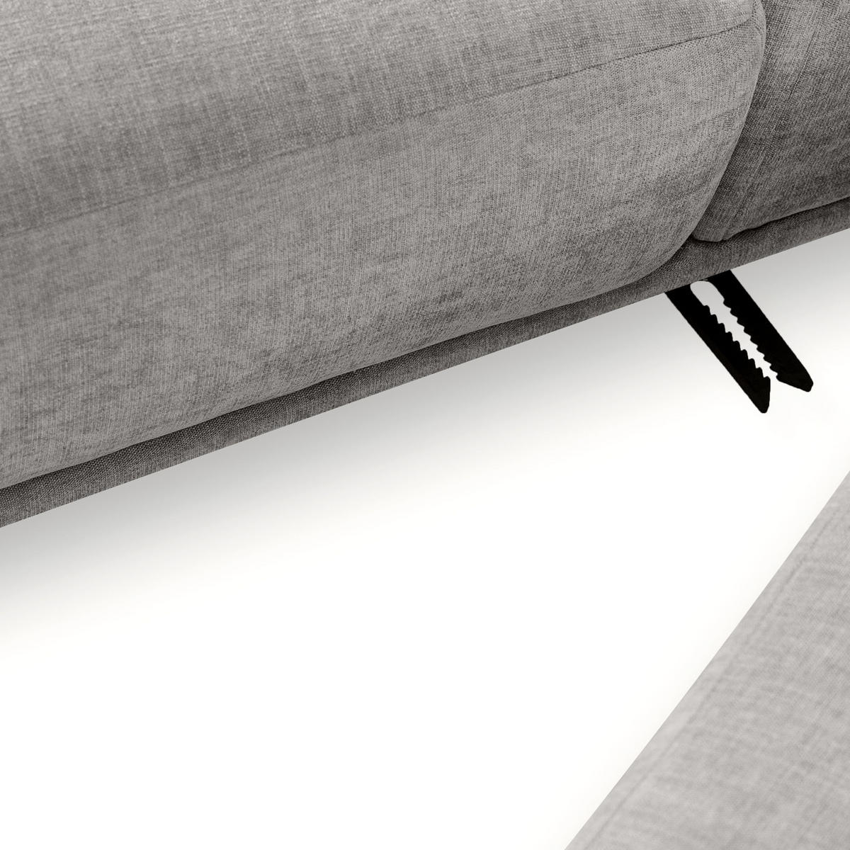 ECKSOFA-RECHTS FOSERO, Chenille-Stoff - Buchefarben/Hellgrau, Holz/Holzwerkstoff (204/155cm) - KONSIMO®