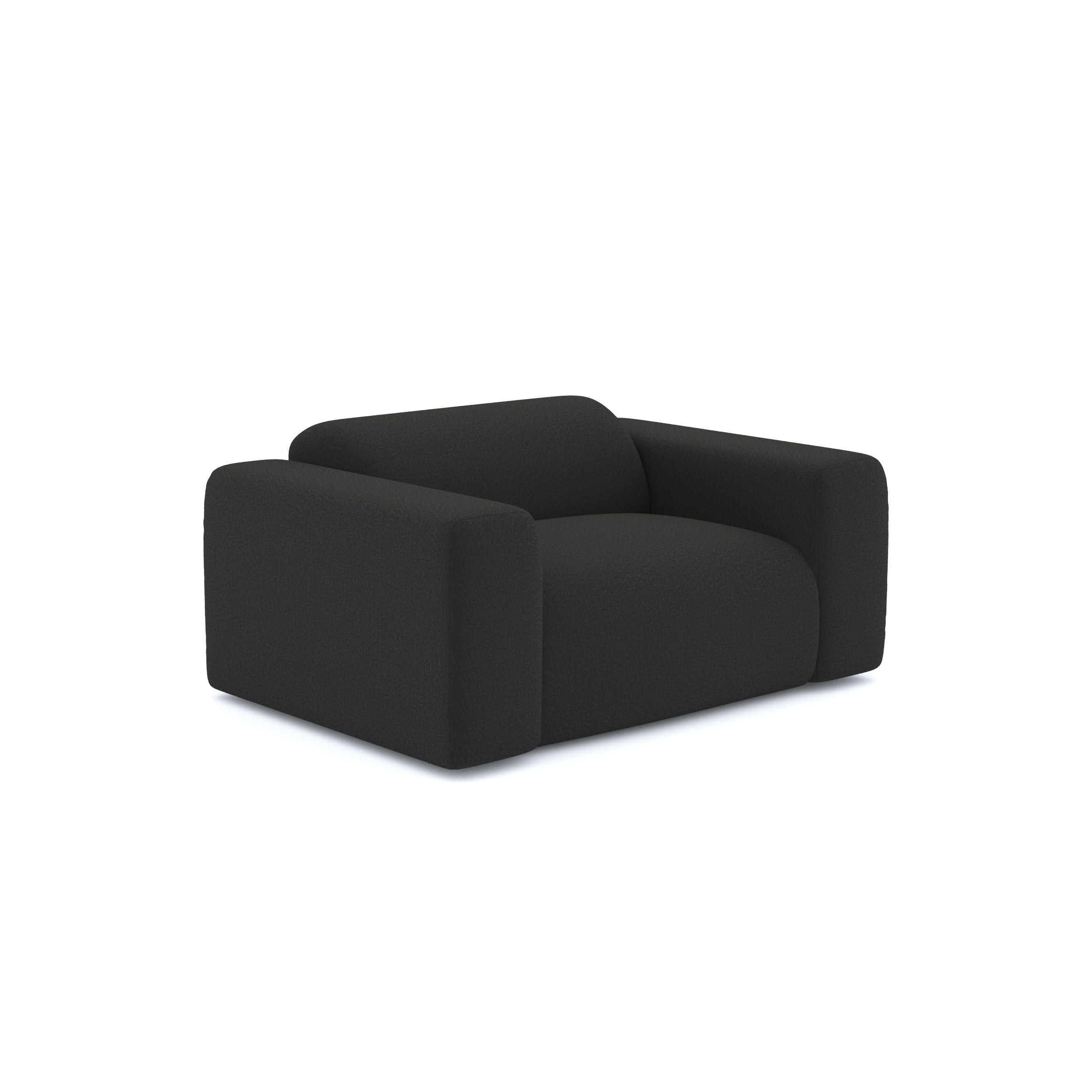 SESSEL Bouclé-Stoff Schwarz 130cm - Anthrazit, Textil (130/67/97cm) - Sia Home