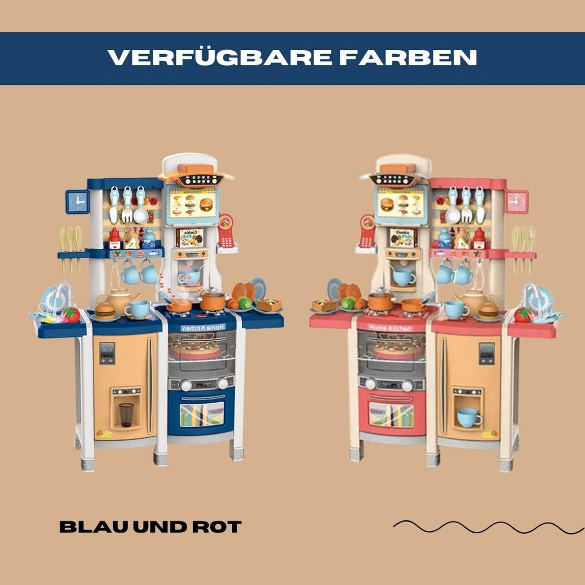 KINDERKÜCHE SUSI mit 65-tlg. Zubehör, Farbe Blau - Blau, Kunststoff (30/80cm) - Coemo