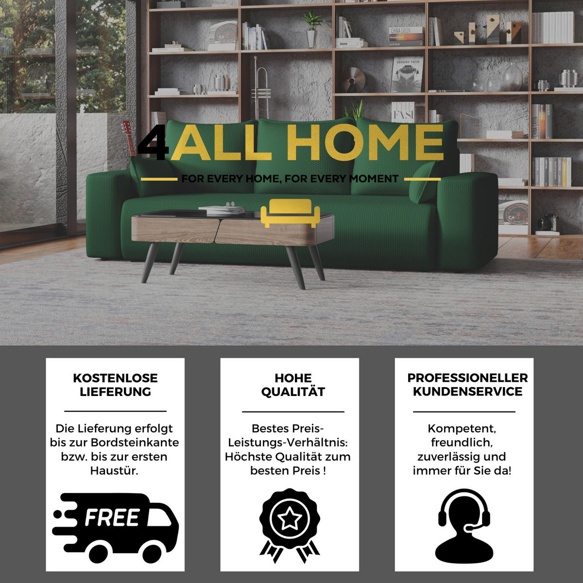 SOFA Bubi mit Bettkasten und Schlaffunktion, Cordstoff - Grün, Holzwerkstoff (242/85/95cm)