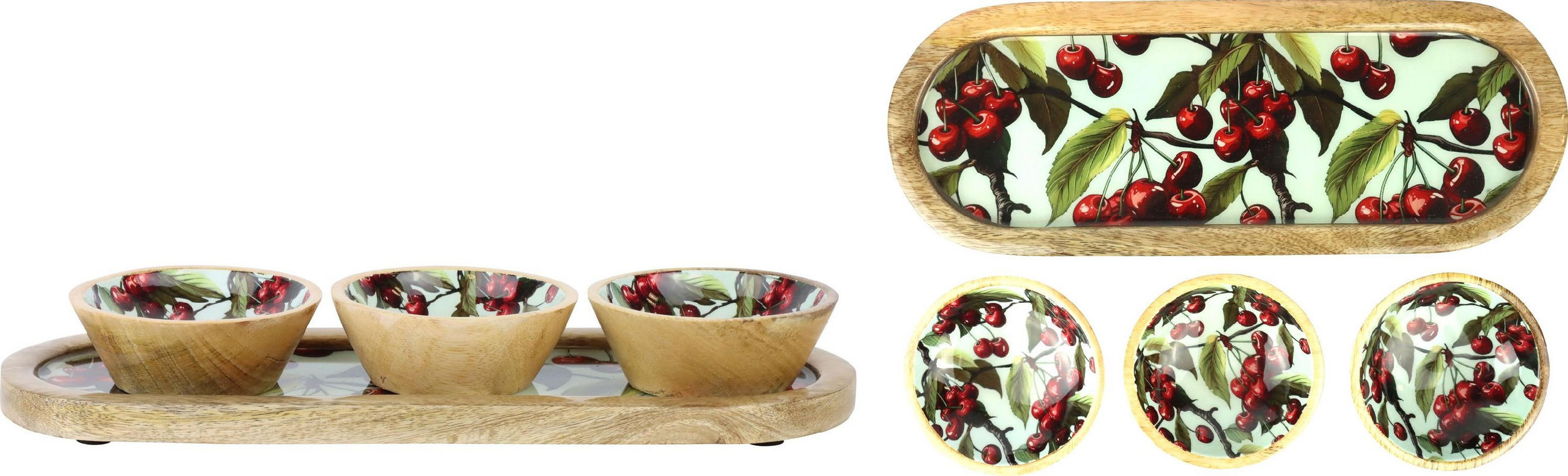 SCHALEN-SET Cherry Charm 4-tlg. - Multicolor, Holz - FURNARO