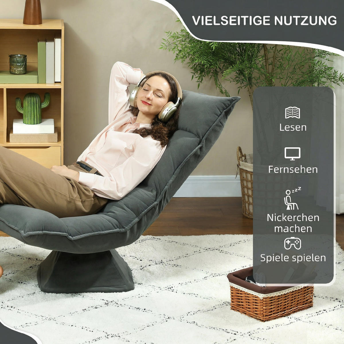 SCHLAFSESSEL DE-13545 Dunkelgrau - Dunkelgrau, Textil (62/95/70cm) - ComfortXL