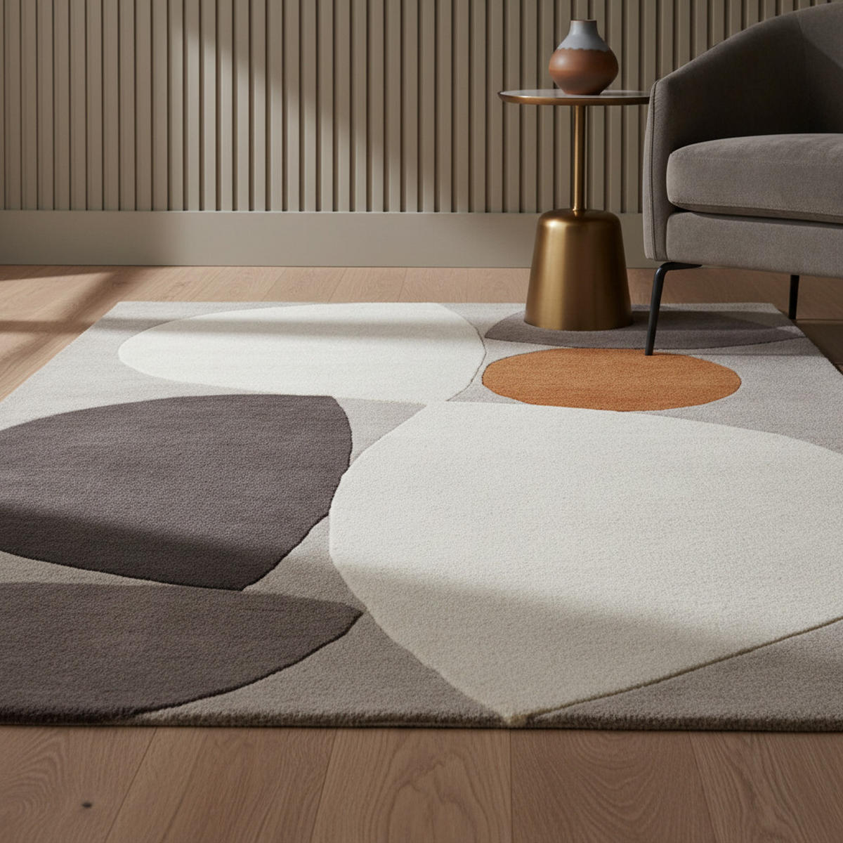 TEPPICH Wolle handgetuftet abstrakt Mid-Century ELAN-Mouzon, Silbergrau 200x290 cm - Grau, Textil (200/290cm) - KADIMA DESIGN