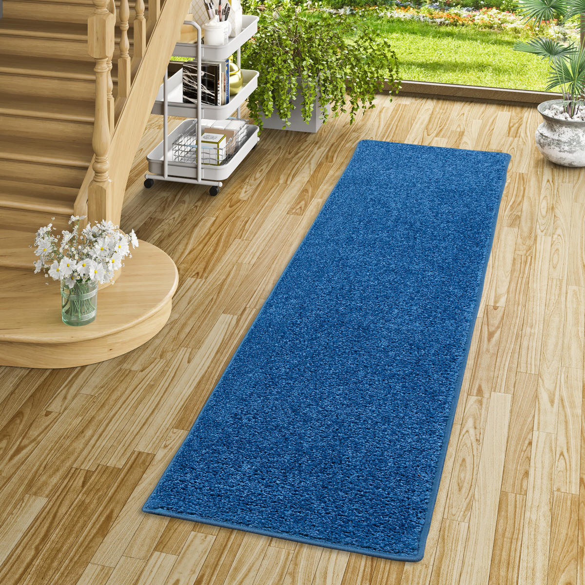 HOCHFLOR LANGFLOR TEPPICH LÄUFER COTTAGE - Blau, Textil (100/100cm) - Snapstyle
