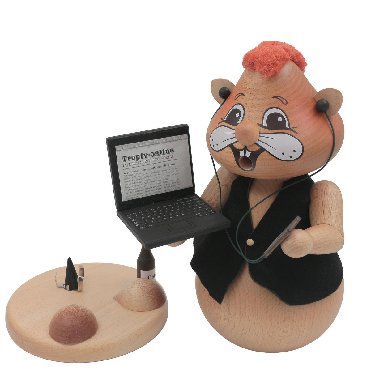 RAUCHFIGUR Hamster Computerfreak 24 cm - Multicolor, Holz (15/1/0.1cm)