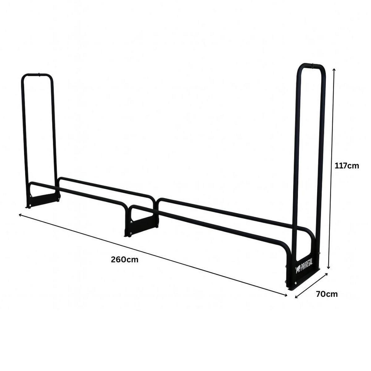 KAMINHOLZREGAL Chimera außen inkl Abdeckung 117x260x36cm Schwarz - Schwarz, Metall (260/117/36cm) - PROREGAL