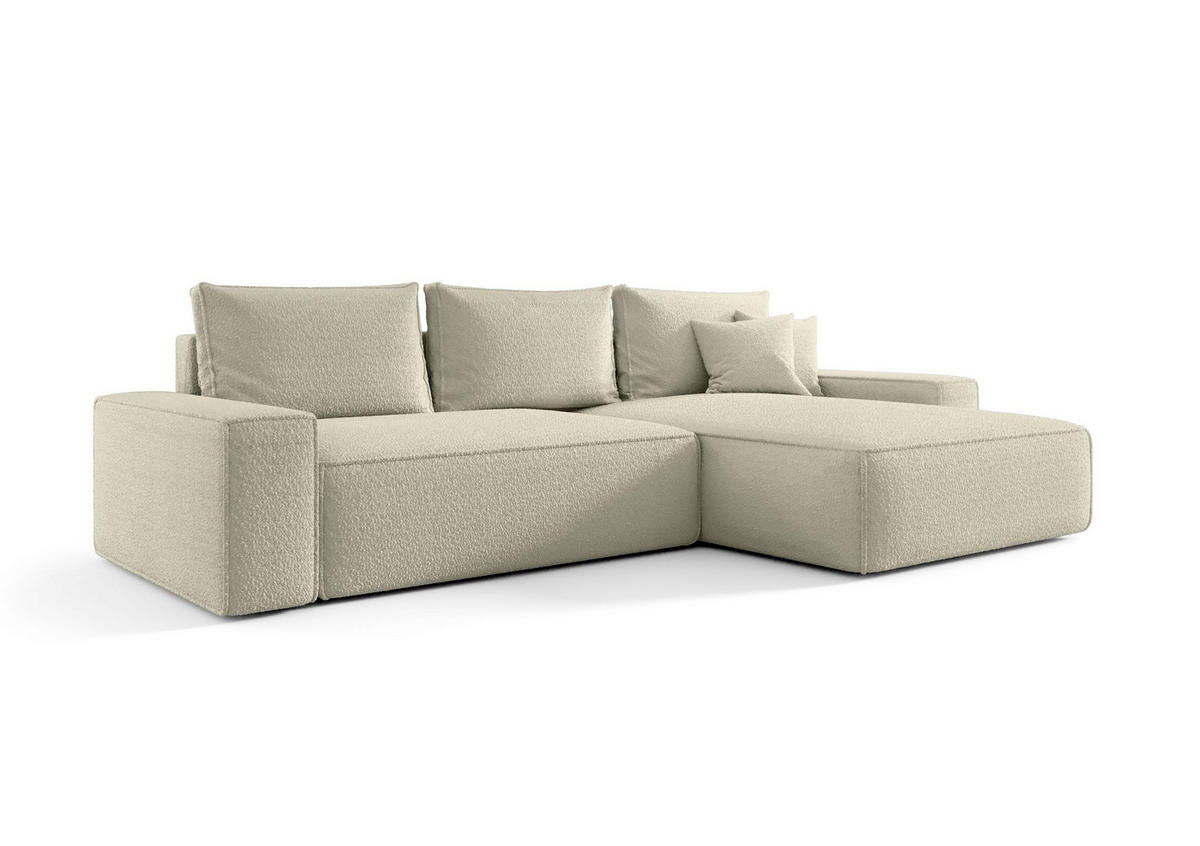 ECKSOFA MONA mit Schlaffunktion QUELLE 03 Rechts - Beige, Textil (280/185cm) - Bedante