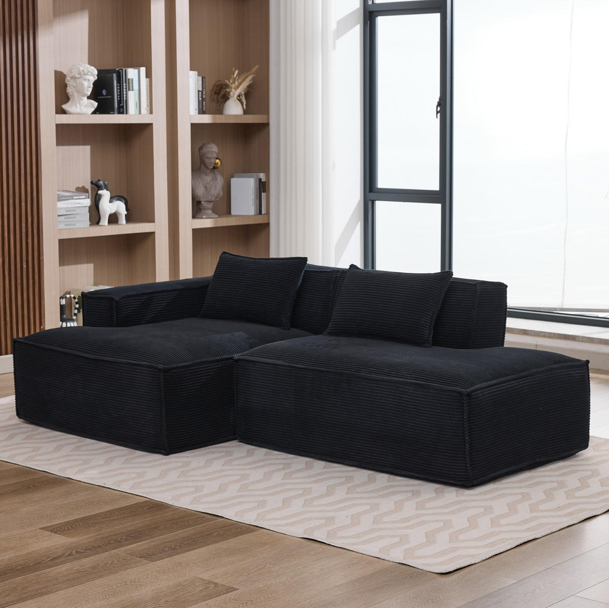 3-SITZER-SOFA 235 cm mit Taschenfederkern, High-Density-Schaum und pflegeleichtem Polyesterbezug, Schwarz - Schwarz, Textil (235/70/129cm) - Redom