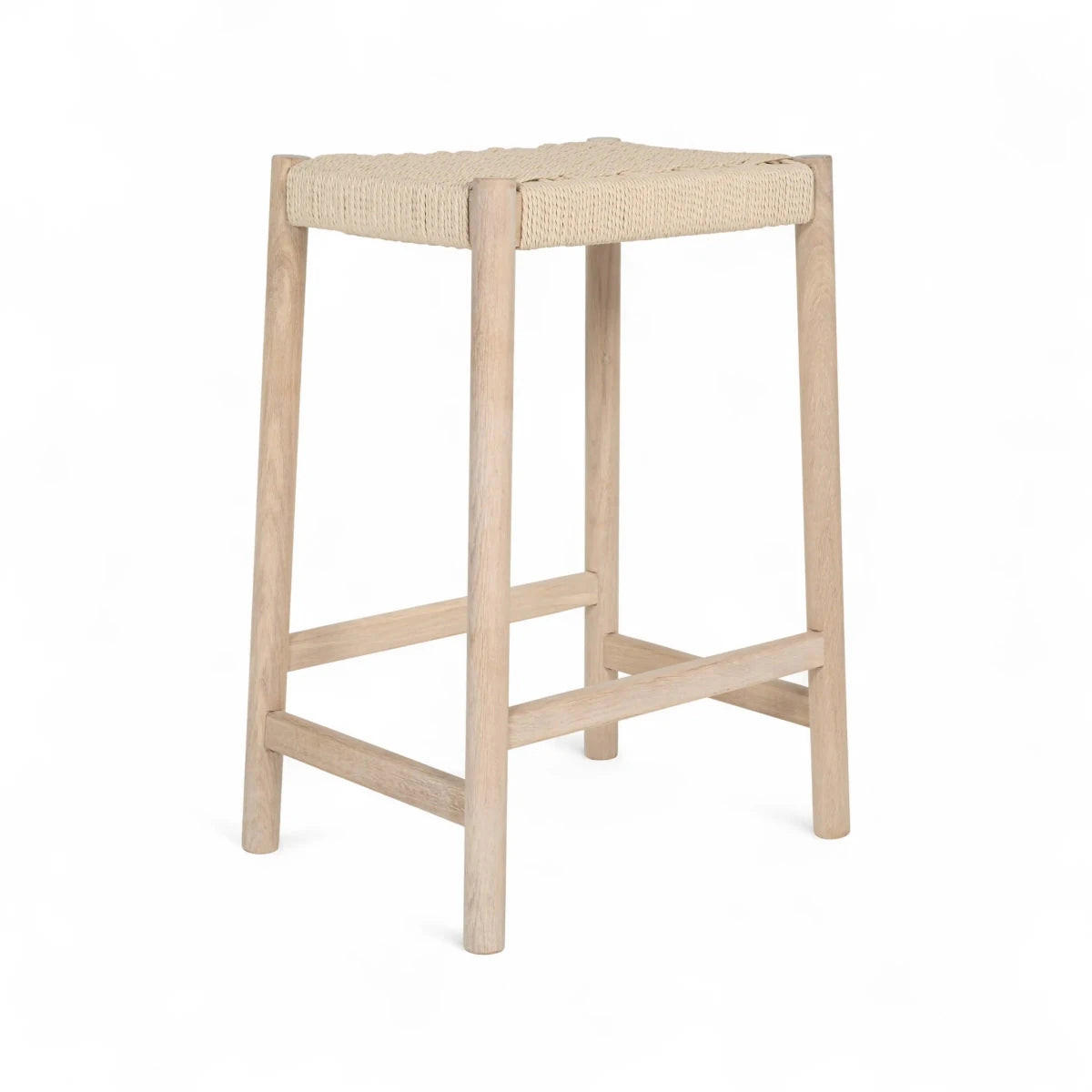 BARHOCKER 1 Stück in Rattan / Eiche Eiche bianco - Honigeiche/Eichefarben, Holz/Papier (44/66/37cm) - Furnhouse