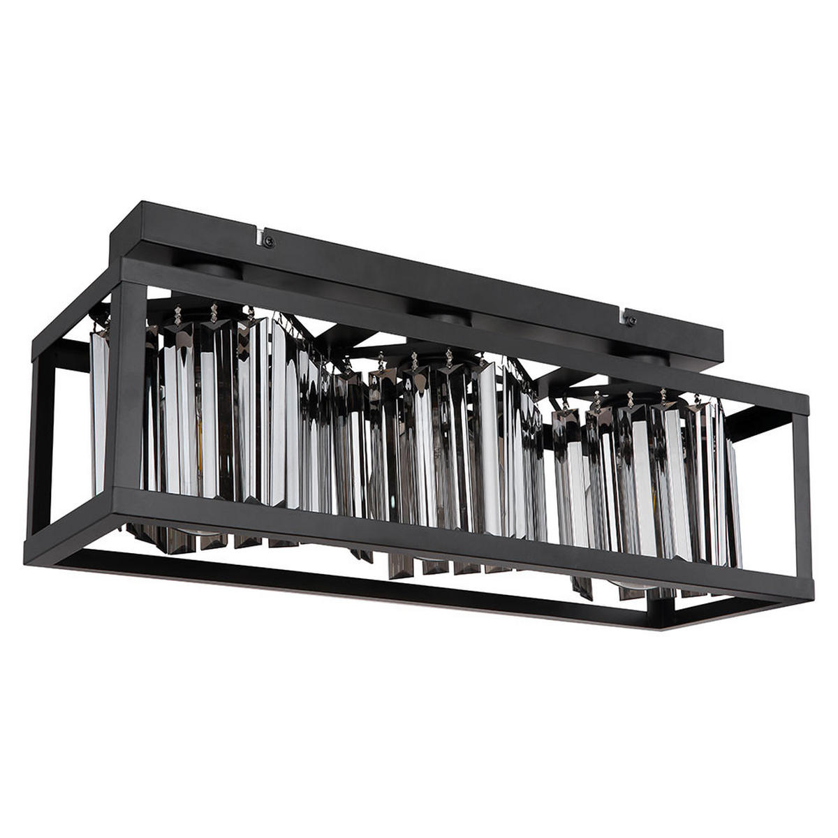 DECKENLEUCHTE MATHILDE Schwarz Glaskristall rauch - Schwarz, Glas (51/17/20.5cm) - Globo Lighting