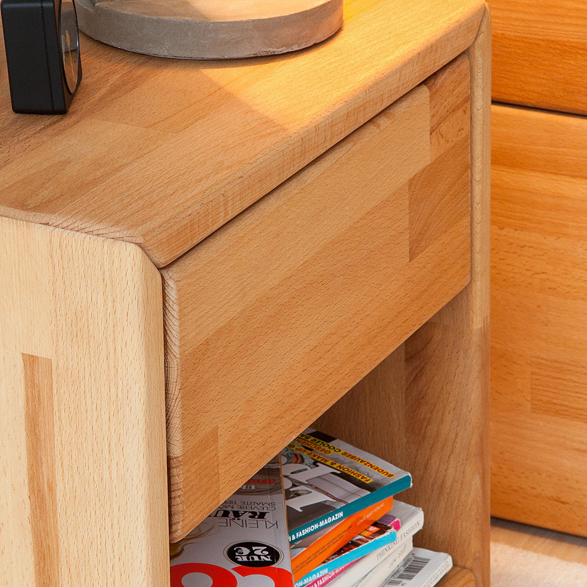 NACHTKOMMODE - Kernbuche - Kernbuche, Holz (40/40/33cm) - home24