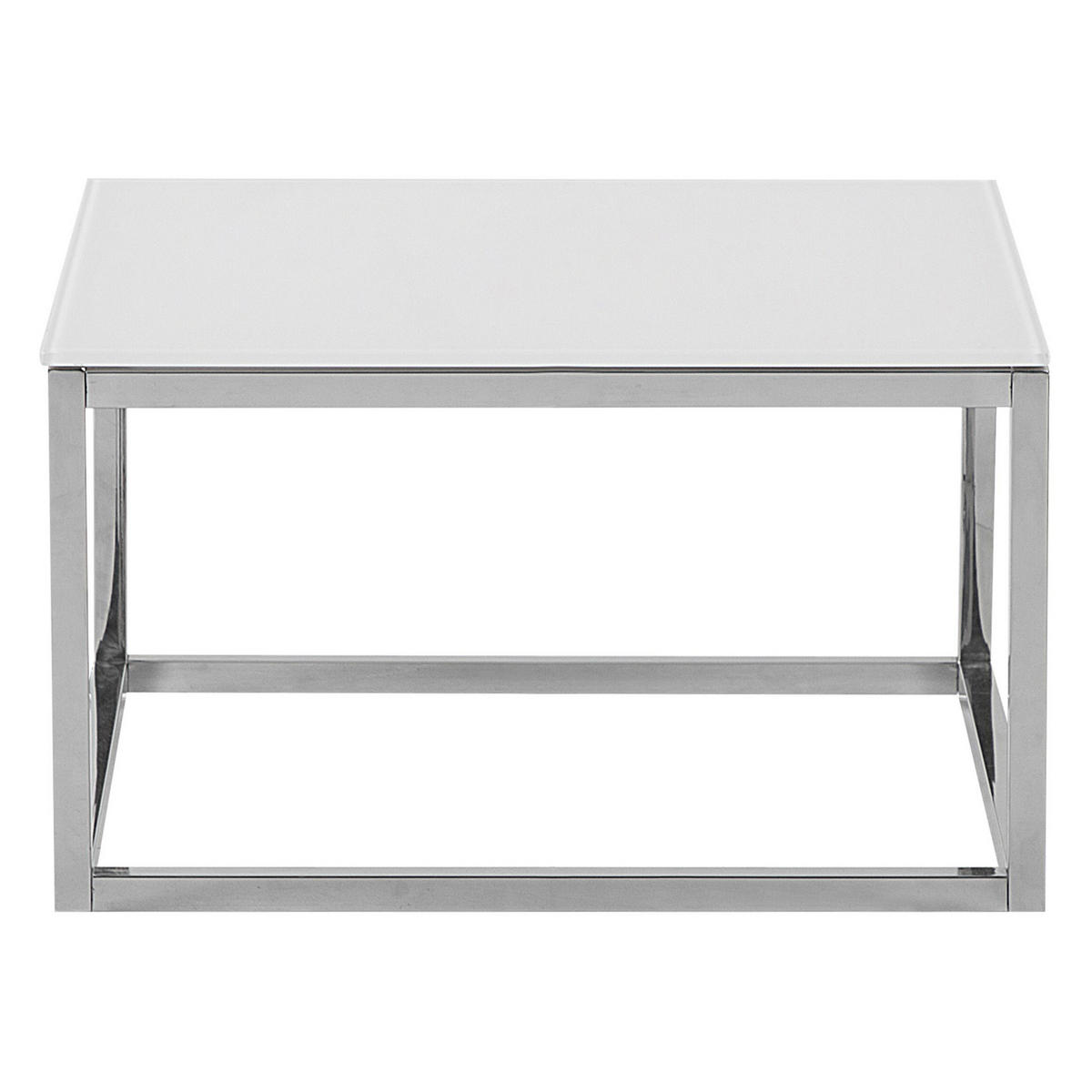 COUCHTISCH 2er-Set Quadratisch Weiß/Silber Brea - Weiß, Glas (60/60cm) - Beliani