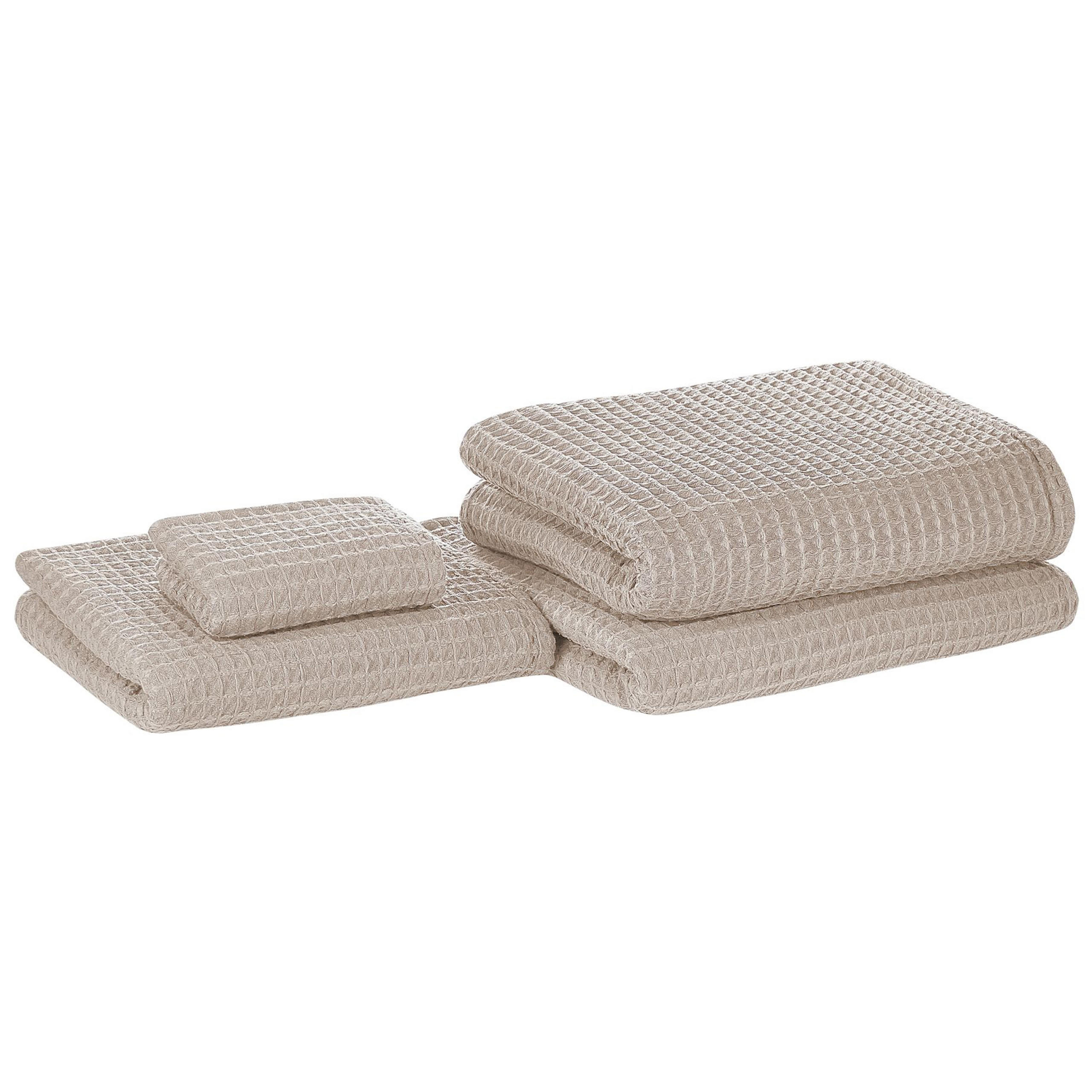 BADEHANDTUCH 4-teilig Beige Areora - Beige, Textil (100/150cm) - Beliani