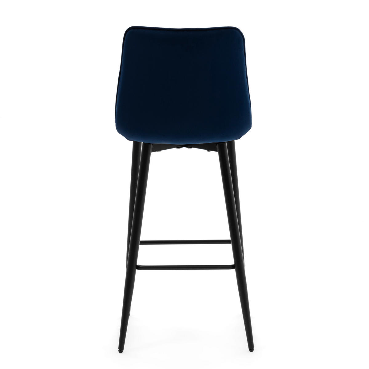 BARHOCKER CHIC gespolsterter mit Steppung - dunkelblau - Samt Velours - Schwarz/Dunkelblau, Textil/Metall (46/109/56cm) - NEW HOME