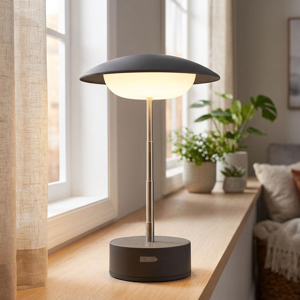 LED TISCHLEUCHTE TOMO Anthrazit - Anthrazit, Metall (15/19/26cm) - Globo Lighting