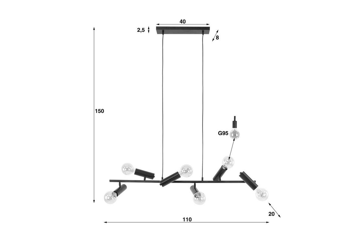 HÄNGELAMPE HAORA Schwarz Metall - Schwarz, Metall (20/110/150cm) - KAWOLA