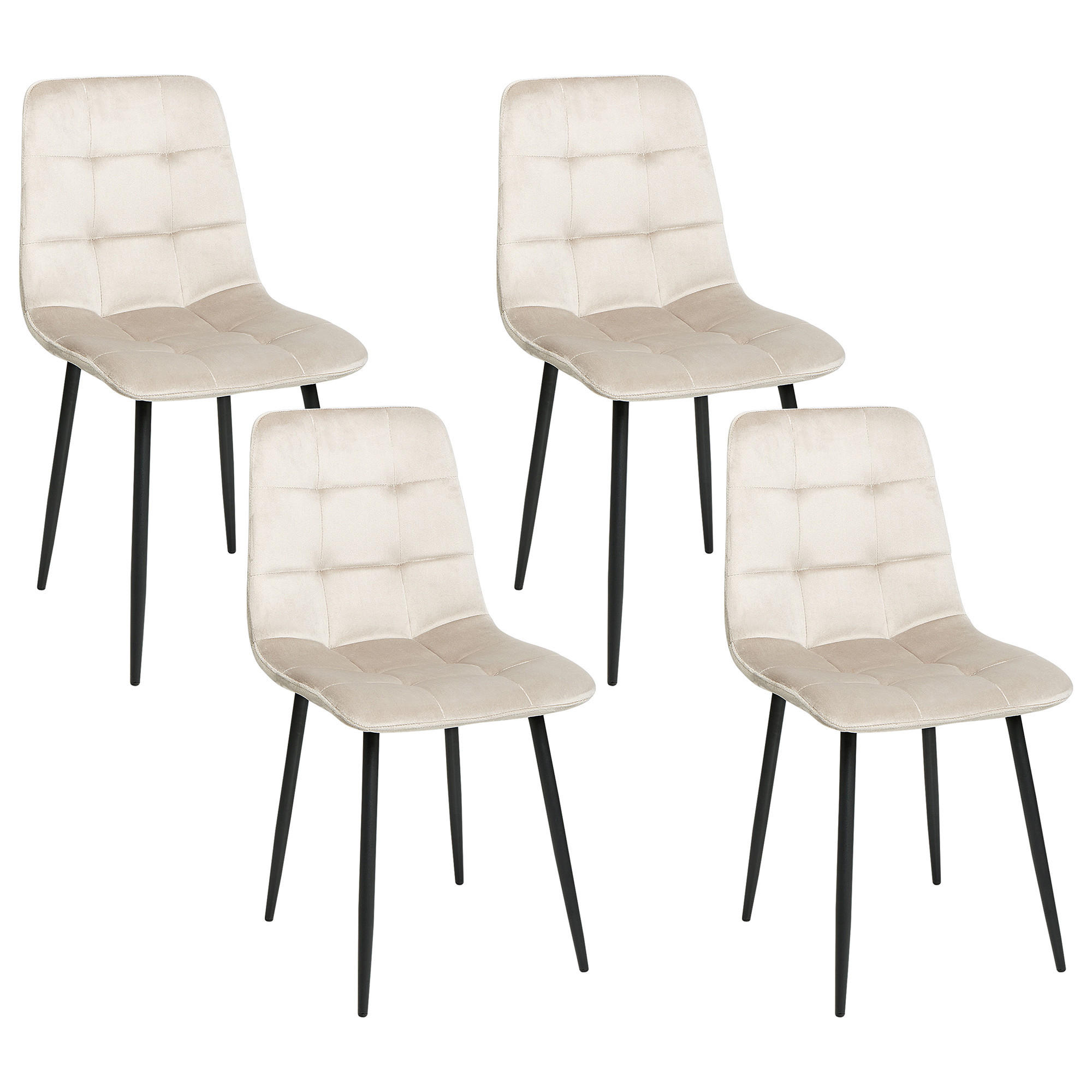 ESSZIMMERSTUHL 4er-Set Samtstoff Taupe Powell - Beige/Schwarz, Textil (40/88/62cm) - Beliani