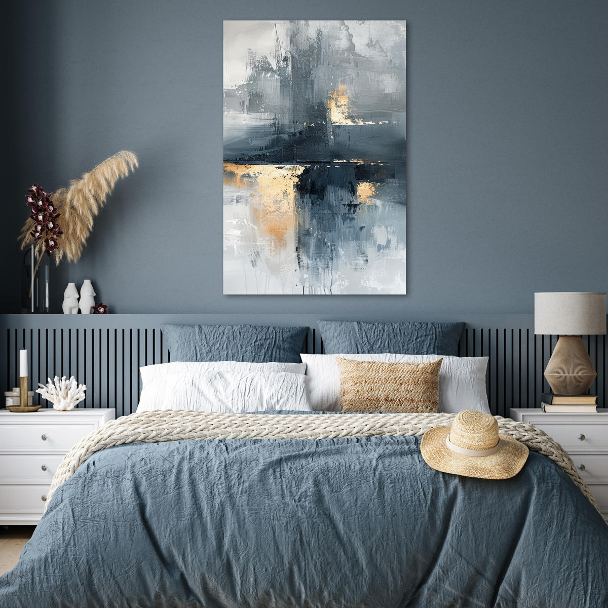 POSTER Kunst - Grau - Gold - Abstrakt 80x120 cm - Dunkelgrau, Papier (80/120/0.1cm) - MuchoWow