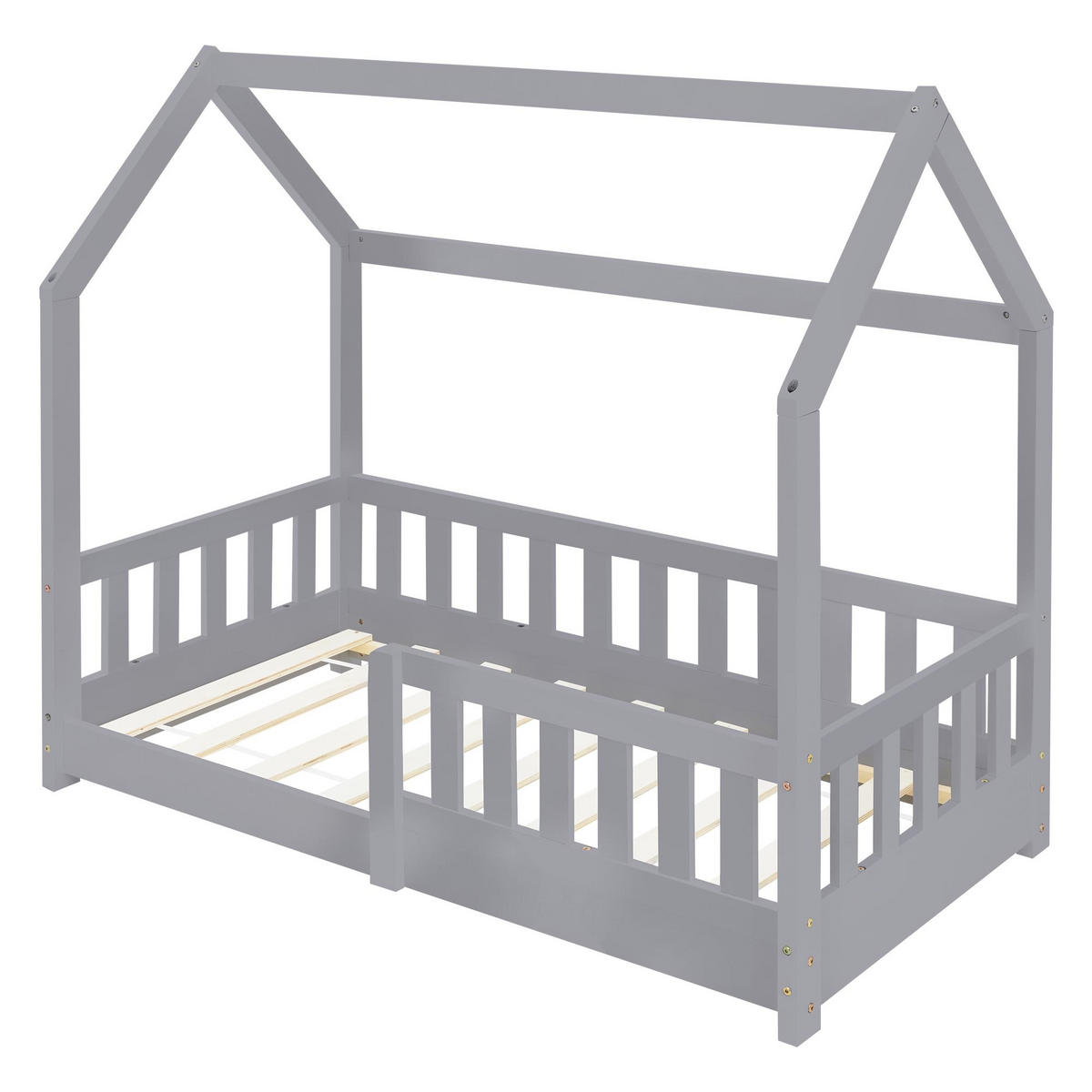 KINDERBETT mit Dach 70x140 cm Hellgrau - Hellgrau, Holz (70/140cm) - ML-DESIGN