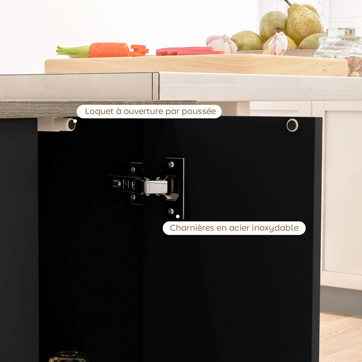 KÜCHENINSEL Schwarz 1 Stück - Schwarz, Holzwerkstoff (60/82/105cm) - GiPP