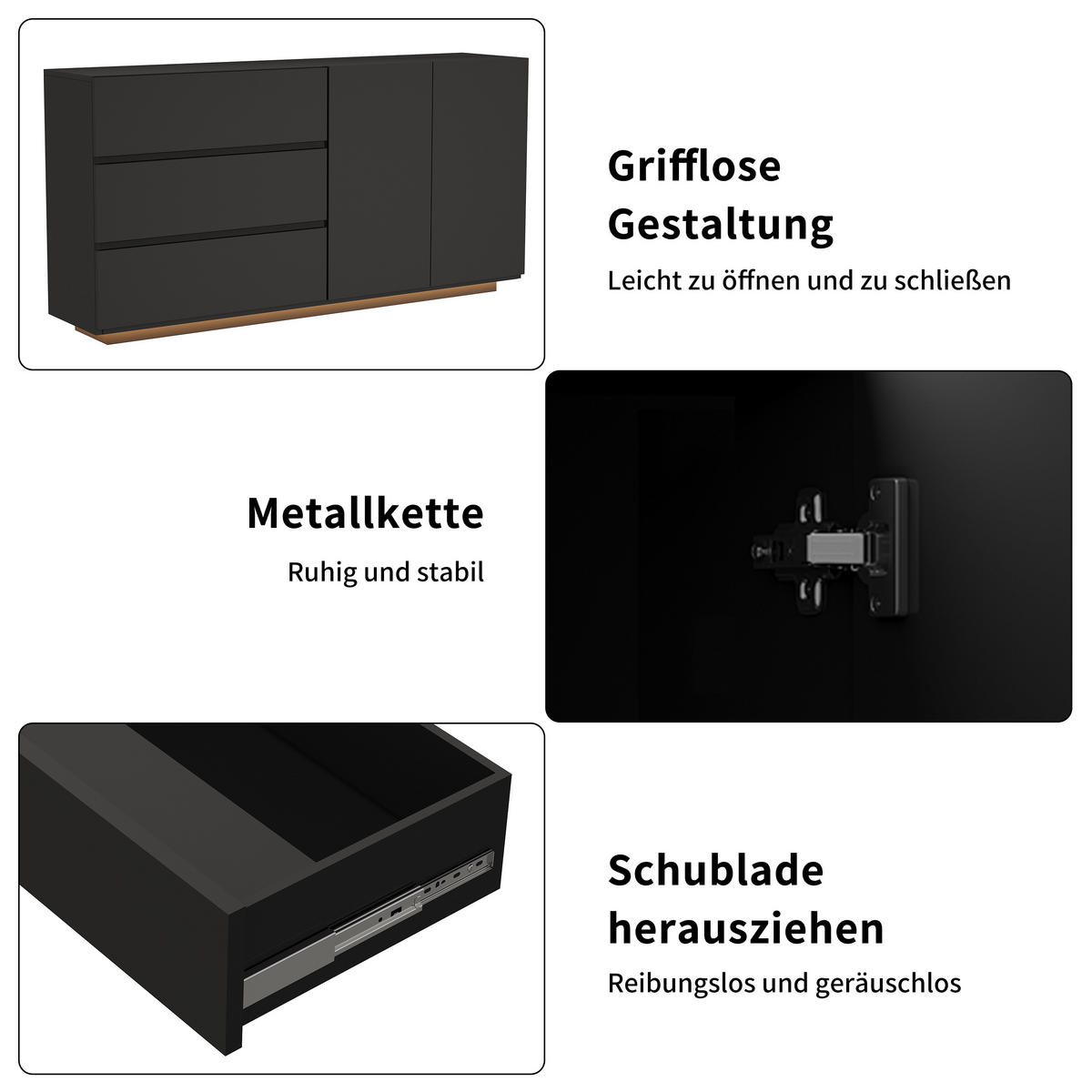 FERNSEH- & STAURAUMSCHRANK mit Hochglanzfront & LED - Schwarz, Holzwerkstoff (35/76/160cm) - SHOPENTRA