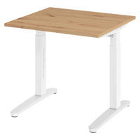 SCHREIBTISCH Serie-XB 80/80/74 cm in Wildeiche/Weiß/Alu poliert - Wildeiche/Weiß, Holzwerkstoff (80/80/74cm) - bümö