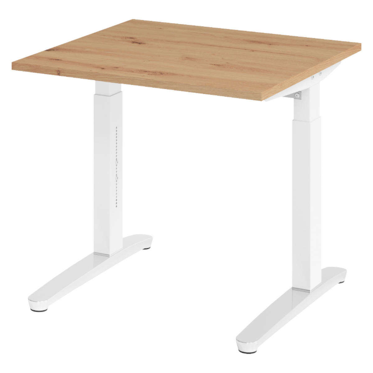 SCHREIBTISCH Serie-XB 80/80/74 cm in Wildeiche/Weiß/Alu poliert - Wildeiche/Weiß, Holzwerkstoff (80/80/74cm) - bümö