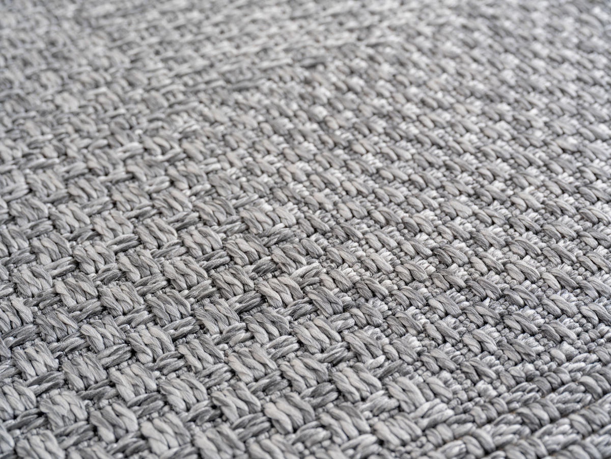TEPPICH In-/Outdoor Flachgewebe Karomuster Polypropylen Küche Grau Rechteckig 200x290 - Grau, Textil (200/290cm) - KADIMA DESIGN