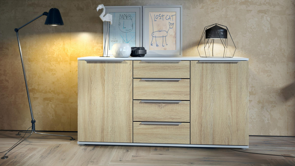 SIDEBOARD Porto Eiche sägerau - Eiche San Remo, Holzwerkstoff (139/72.5/35cm) - Vladon