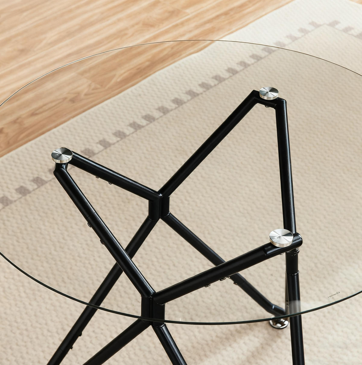 ESSTISCH Rund 90/90/78 cm Schwarz aus Glas mit Metallgestell - Schwarz, Glas (90/90/78cm) - OKWISH