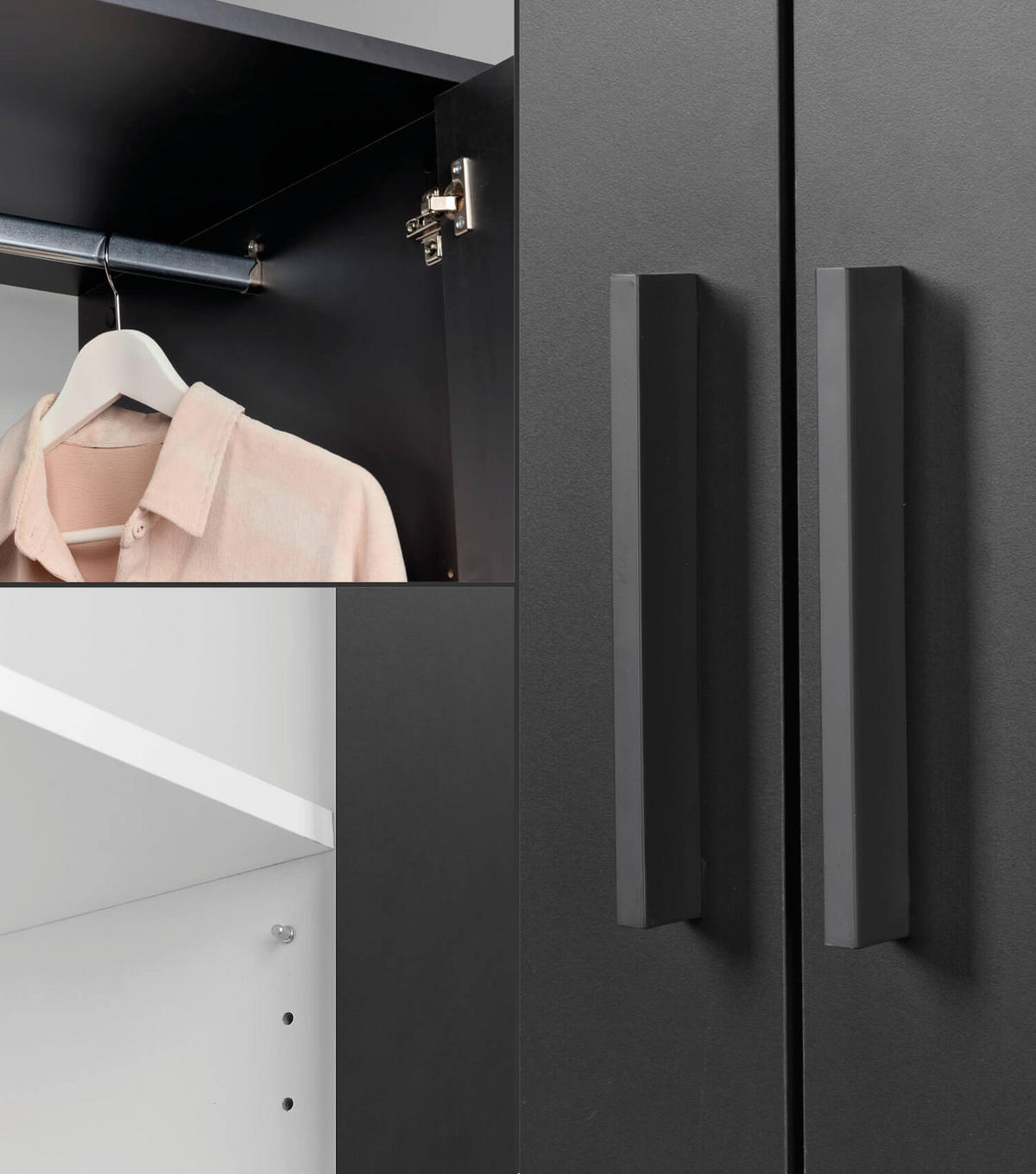 KLEIDERSCHRANK Der Grenzenlose - Anthrazit, Holzwerkstoff (90/234/58cm) - Mokebo