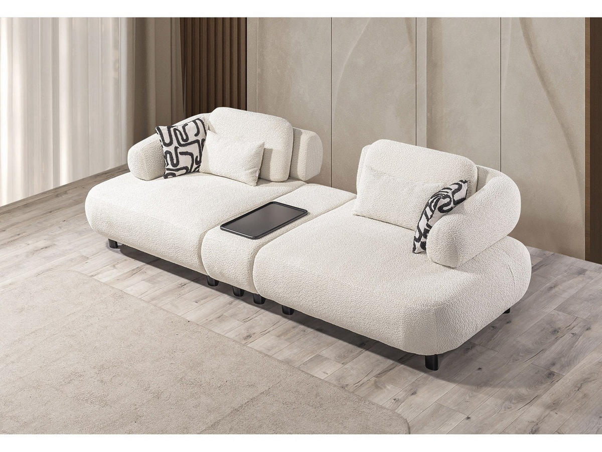 SOFA Barcelona 4-Sitzer Webstoff Creme - Creme, Holz/Textil (270/79/110cm) - Villa Möbel