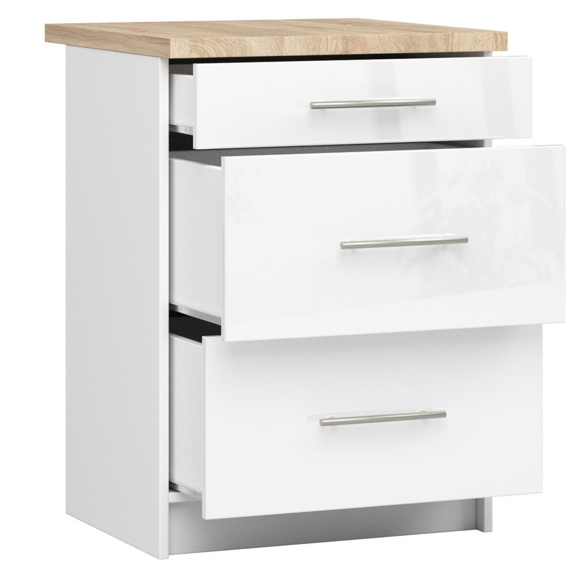 UNTERSCHRANK Weiß, Weiß Glanz 85/60/46 - Silberfarben/Weiß, Holzwerkstoff (60/85/46cm) - RAUMHIRSCH FURNITURE