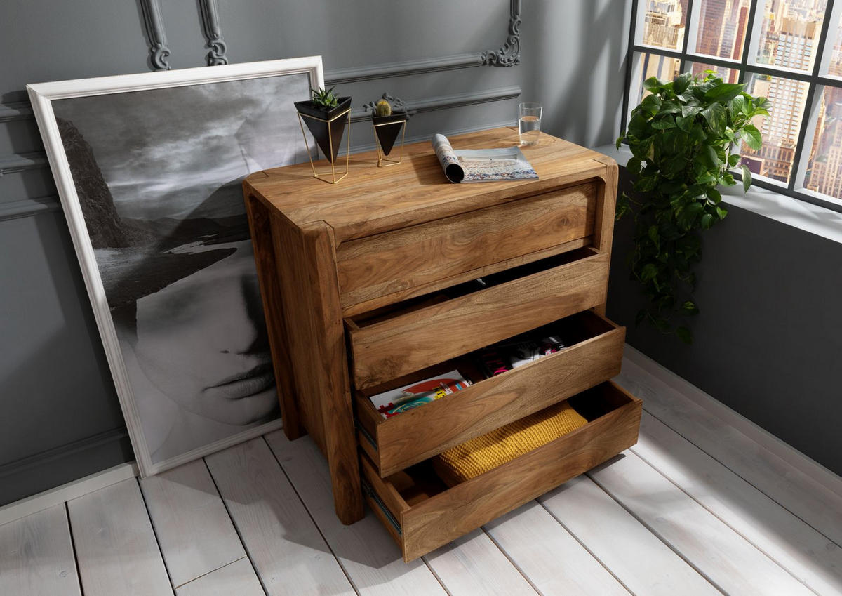 KOMMODE Sheesham 96x50x90 braun geölt BUENO #1004 - Braun, Holz (96/90/50cm) - Massivmoebel24
