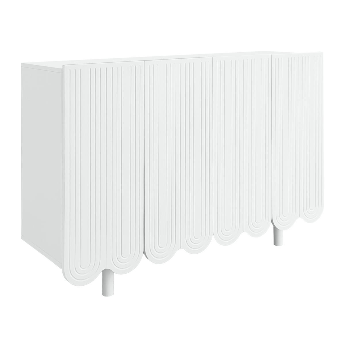 SIDEBOARD 120/37,5/80,8 cm Weiß aus MDF mit 4 Türen - Weiß, Holzwerkstoff (120/80.8/37.5cm) - OKWISH
