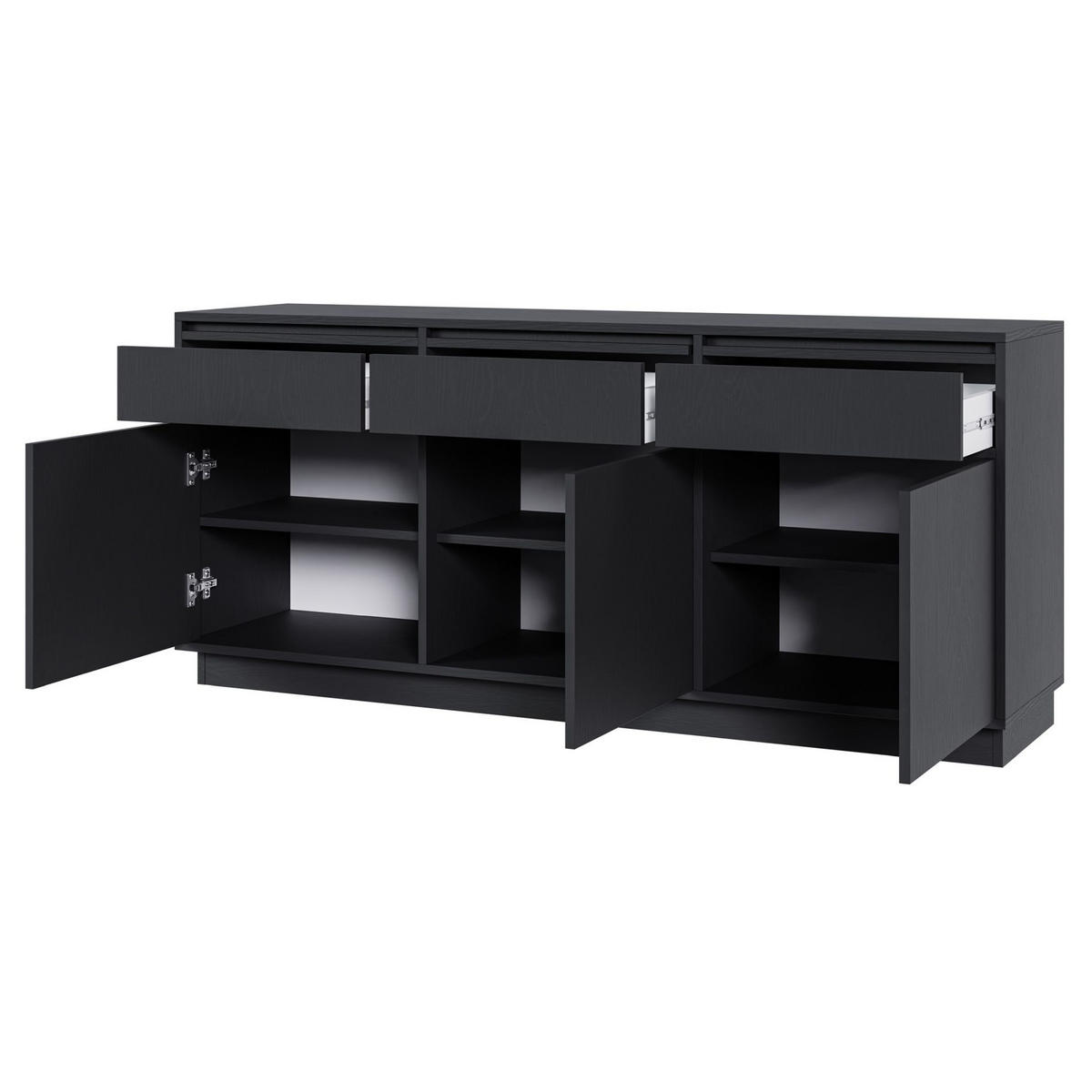 SIDEBOARD Evo Schwarz 154 cm - Schwarz/Graphitfarben, Holzwerkstoff (154/68.6/39cm) - Selsey