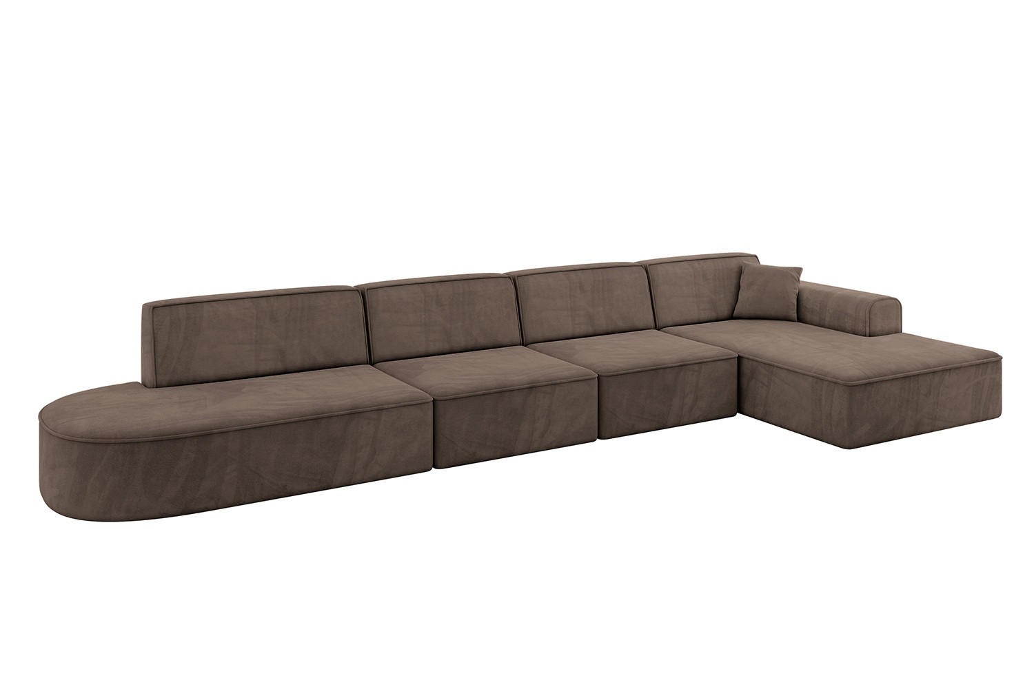 ECKSOFA Ottomane Rechts IREA-L3-v3 - 412x165x77 cm Braun - Braun, Holzwerkstoff/Textil (412/165cm) - ALTDECOR