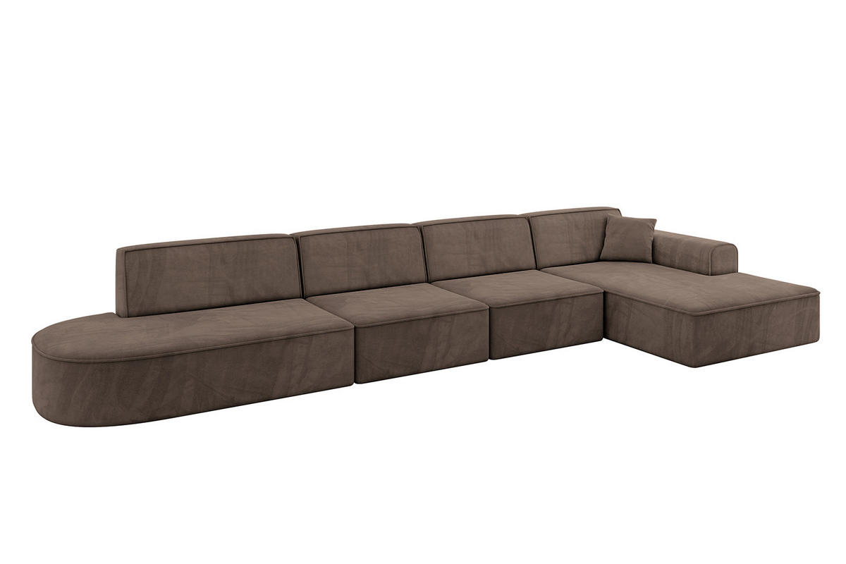ECKSOFA Ottomane Rechts IREA-L3-v3 - 412x165x77 cm Braun - Braun, Holzwerkstoff/Textil (412/165cm) - ALTDECOR