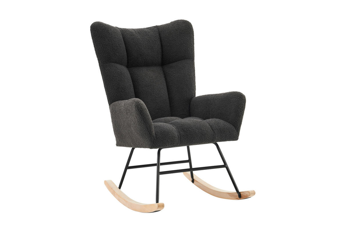 SCHAUKELSTUHL mit hoher Rückenlehne, Armlehnen Teddy-Samt 95/53,5/91 cm Grau - Grau, Textil (53.5/91/95cm) - Redom