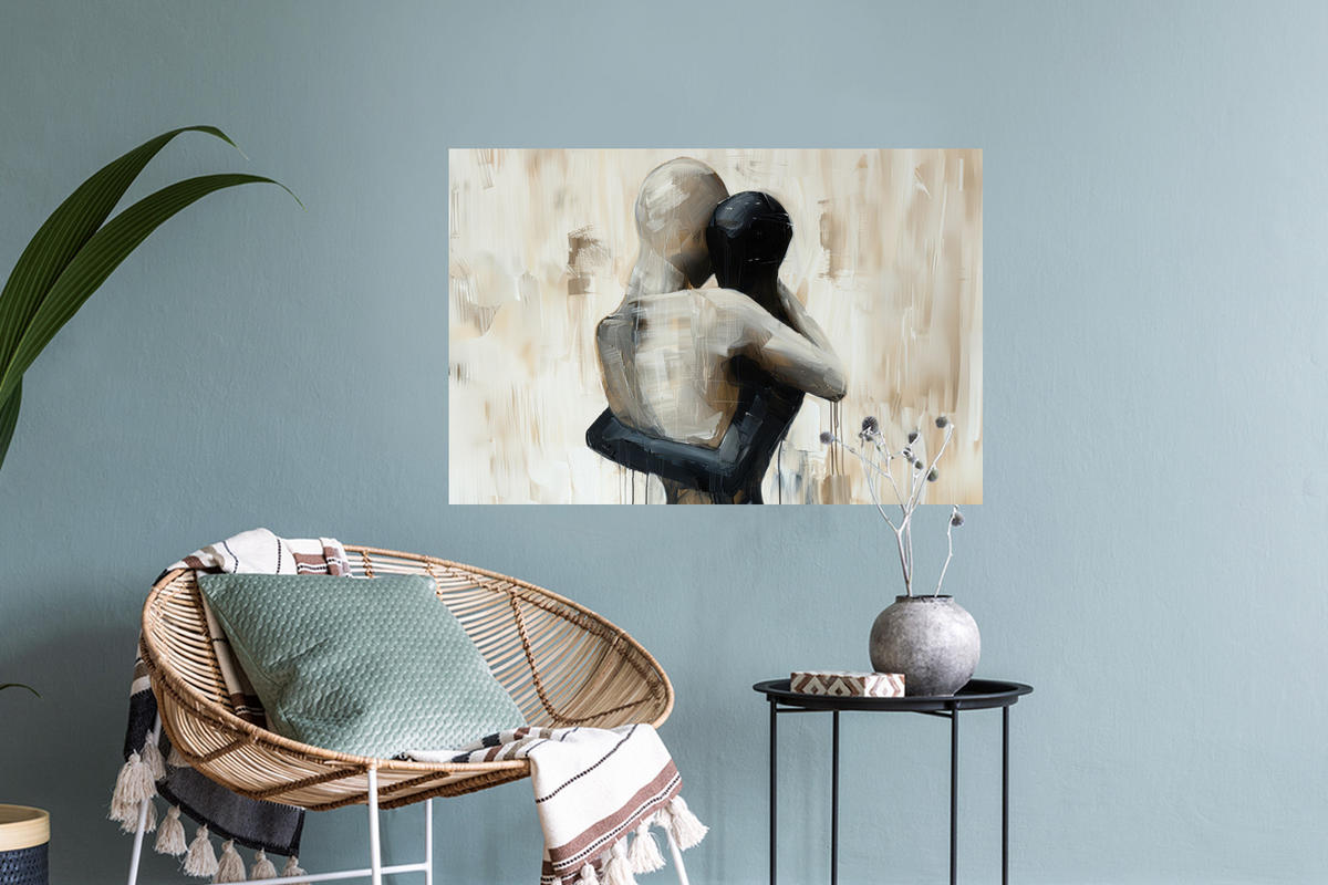 WANDTATTOO Abstrakt - Liebe - Schwarz und weiß - Modern 60x40 cm - Schwarz, Kunststoff (60/40/0.1cm) - MuchoWow