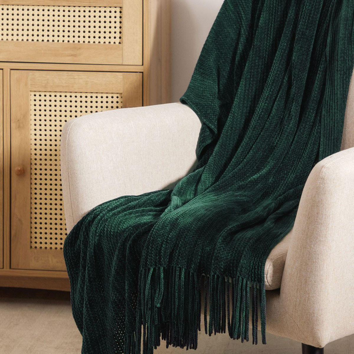 DECKE Chenille grün 130/170 cm - Grün, Textil (130/170cm) - Homla