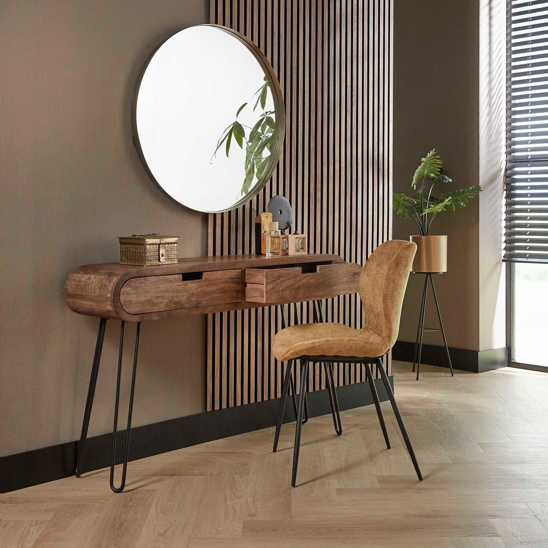 Thumbnail - Hoyz Collection Schminktisch, Braun, Holz, 30x76x120 cm, CE, Wohnzimmer, Wohnzimmertische, Konsolentische