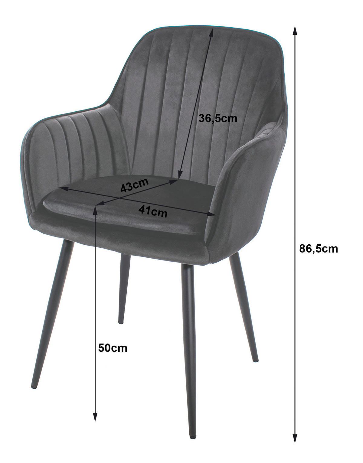 STUHL PRAIANO 4-er Set, Grün, Schwarz, mit Samtstoff gepolstert - Grün, Textil/Metall (58/87/57cm) - Komodee