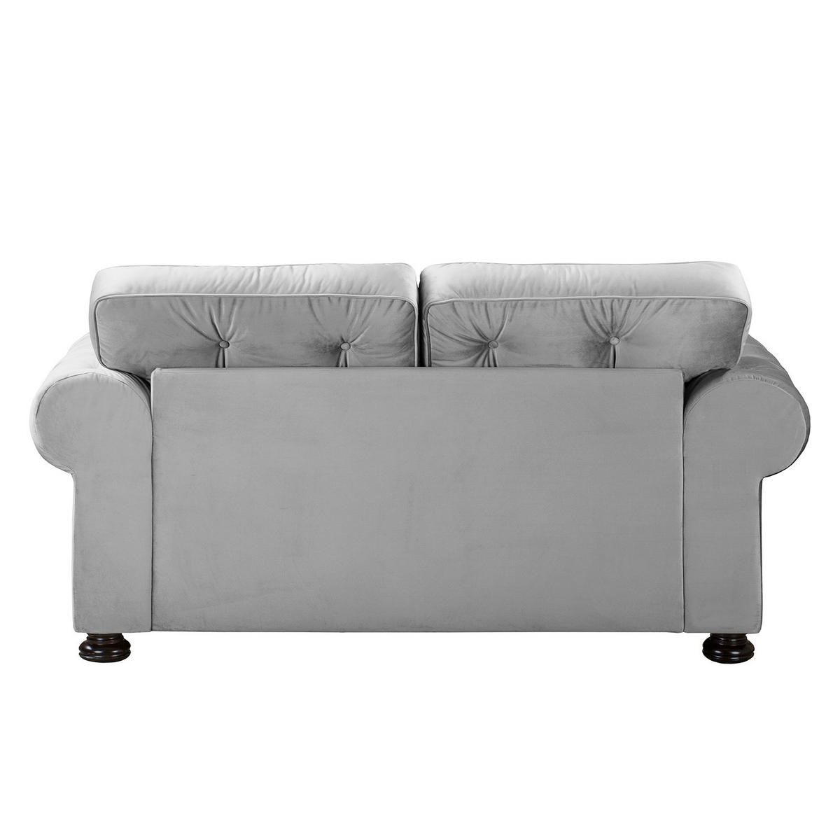 2-SITZER SOFA - Samt - Hellgrau, Textil (190/93/100cm) - home24