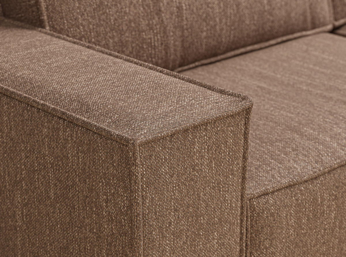 ECKSOFA MIT SCHLAFFUNKTION Zaya Hellbraun Webstoff - Hellbraun/Schwarz, Holz/Holzwerkstoff (255/148cm) - Maison de Reve