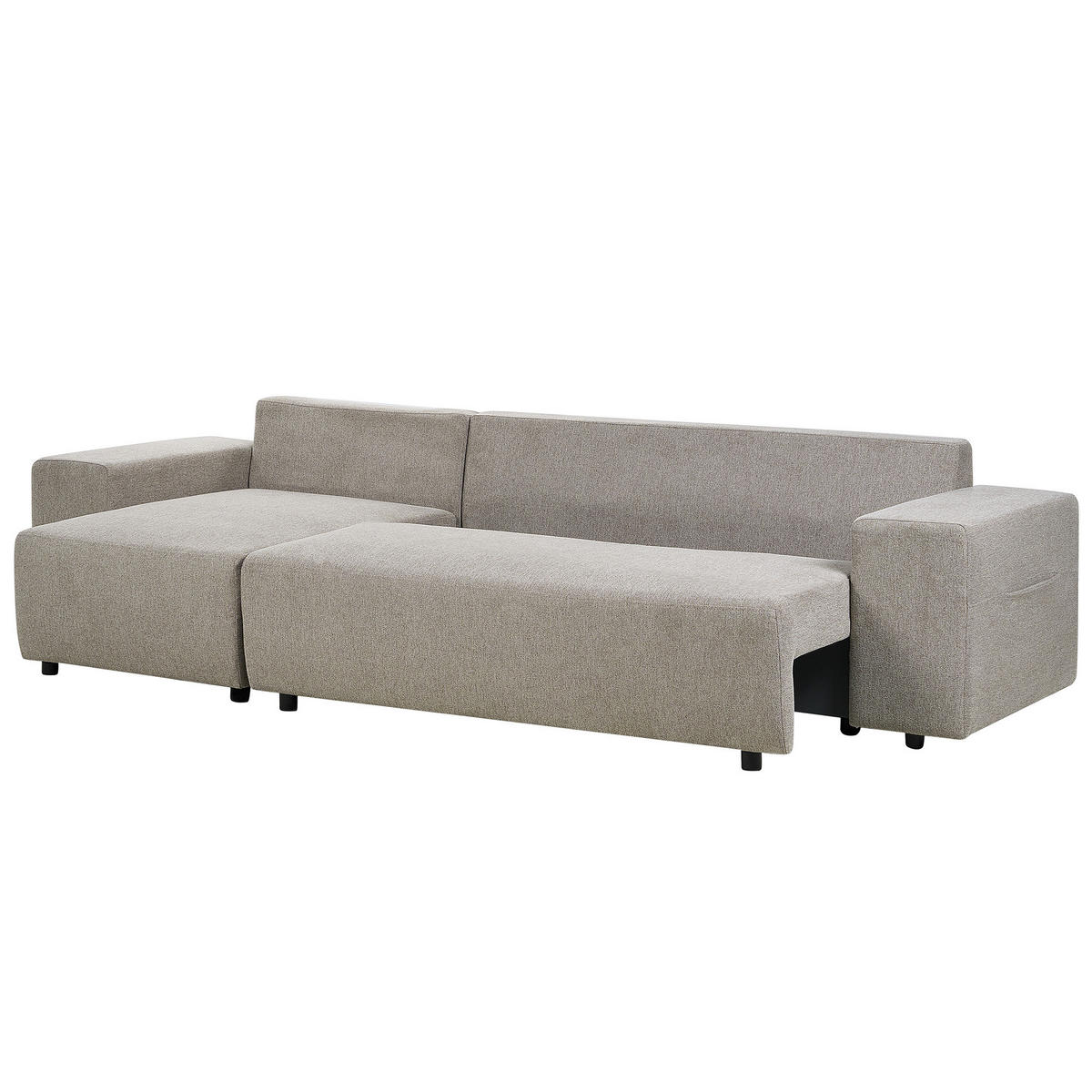 3-SITZER-ECKSOFA taupe linksseitig mit Schlaffunktion Stauraum Luspa - Schwarz/Braun, Textil (294/130cm) - Beliani